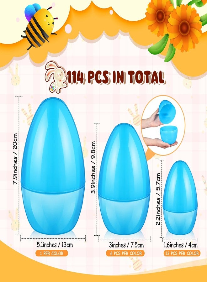 Silipull 114 Pcs 7.9, 3.9, 2.2 Fillable Easter Eggs Bulk Jumbo Plastic Empty Plastic Easter Eggs Bright Colorful for Basket Stuffers Fillers, Hunt, Filling Treats and Party Favor - Image 4